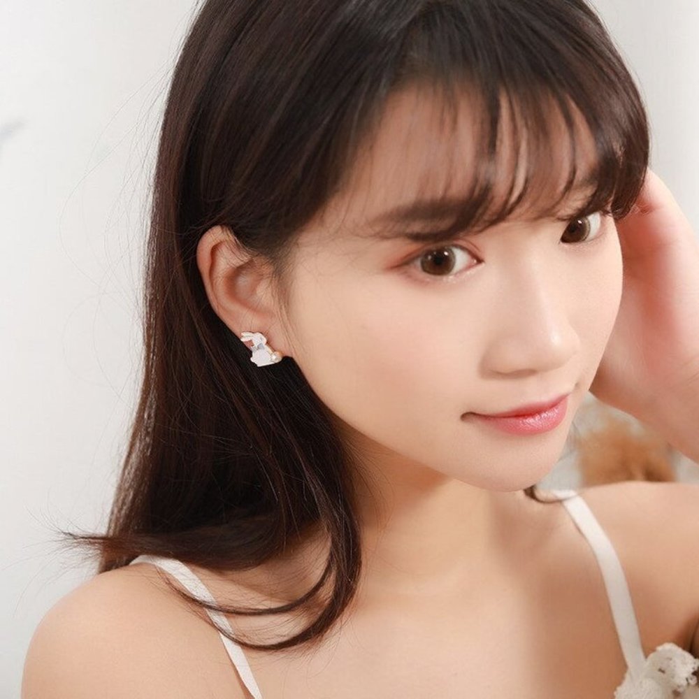 Sweet Moon Rabbit Earrings - Blue - Picture 5 of 9